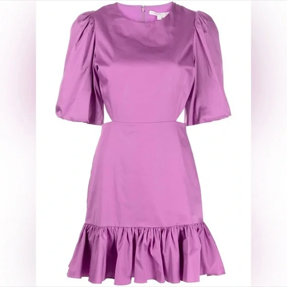 VERONICA  BEARD Iker Puff Sleeve Cut Out Dress Vivid Orchid 4 - Picture 3 of 3